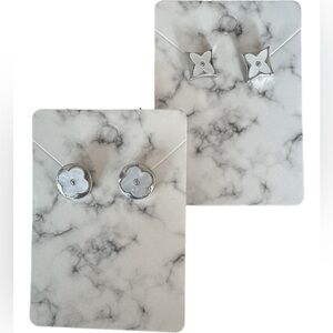 2-Pack Silver-Tone Faux Pearl Monogram-Style Stud Earring Set